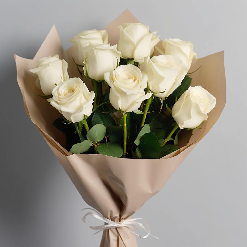 Букет 9 Белых роз Эдлесс Лав в Воргашоре