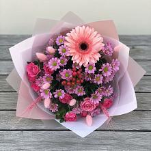 Букет цветов из:  Розы, Герберы и Хризантемы в Воргашоре