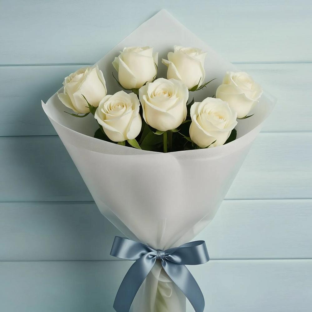 Букет 7 Белых роз Эдлесс Лав в Воргашоре